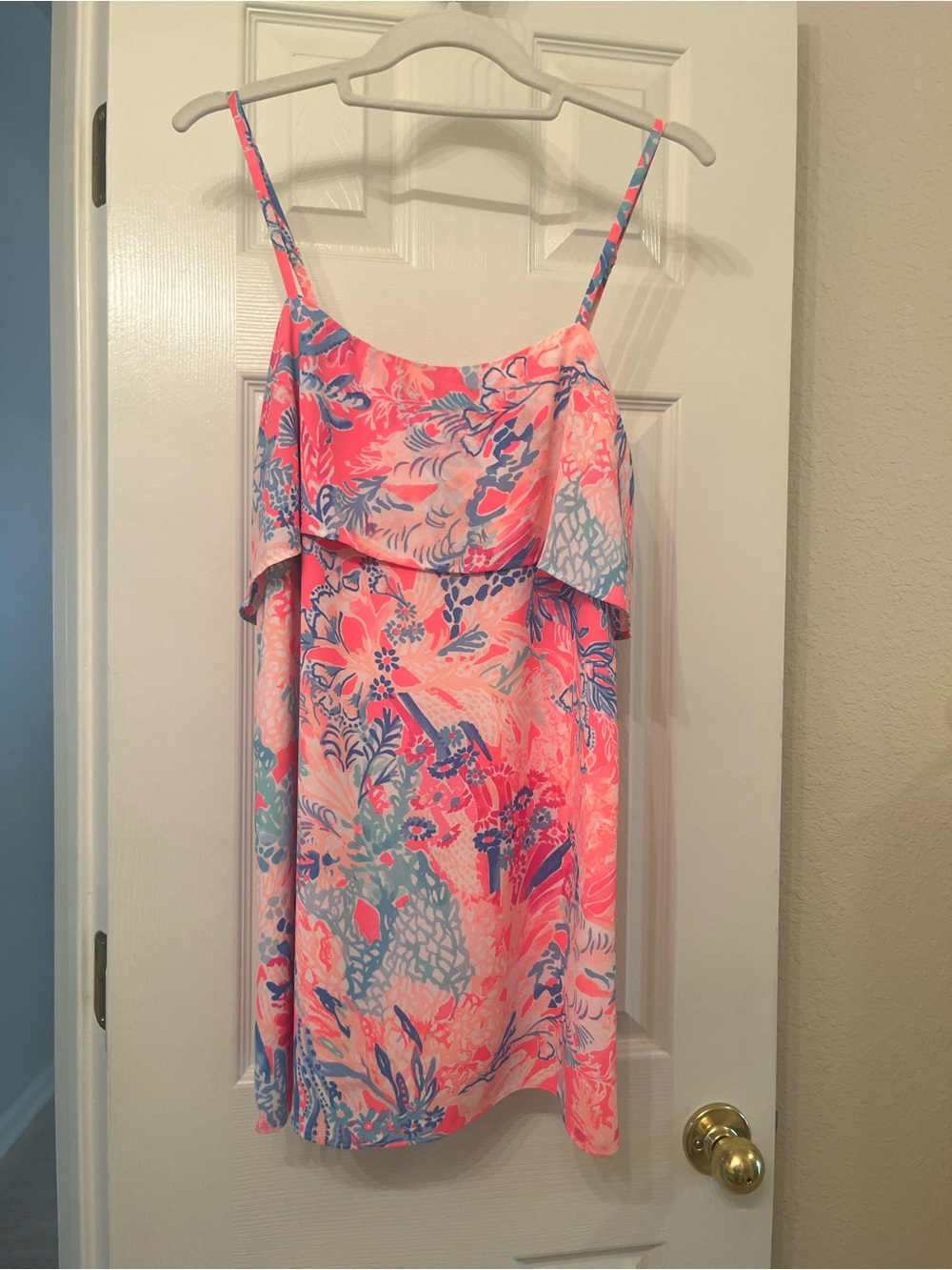 Lilly Pulitzer Vibrant Pink Floral Spaghetti-Strap Sundress XS